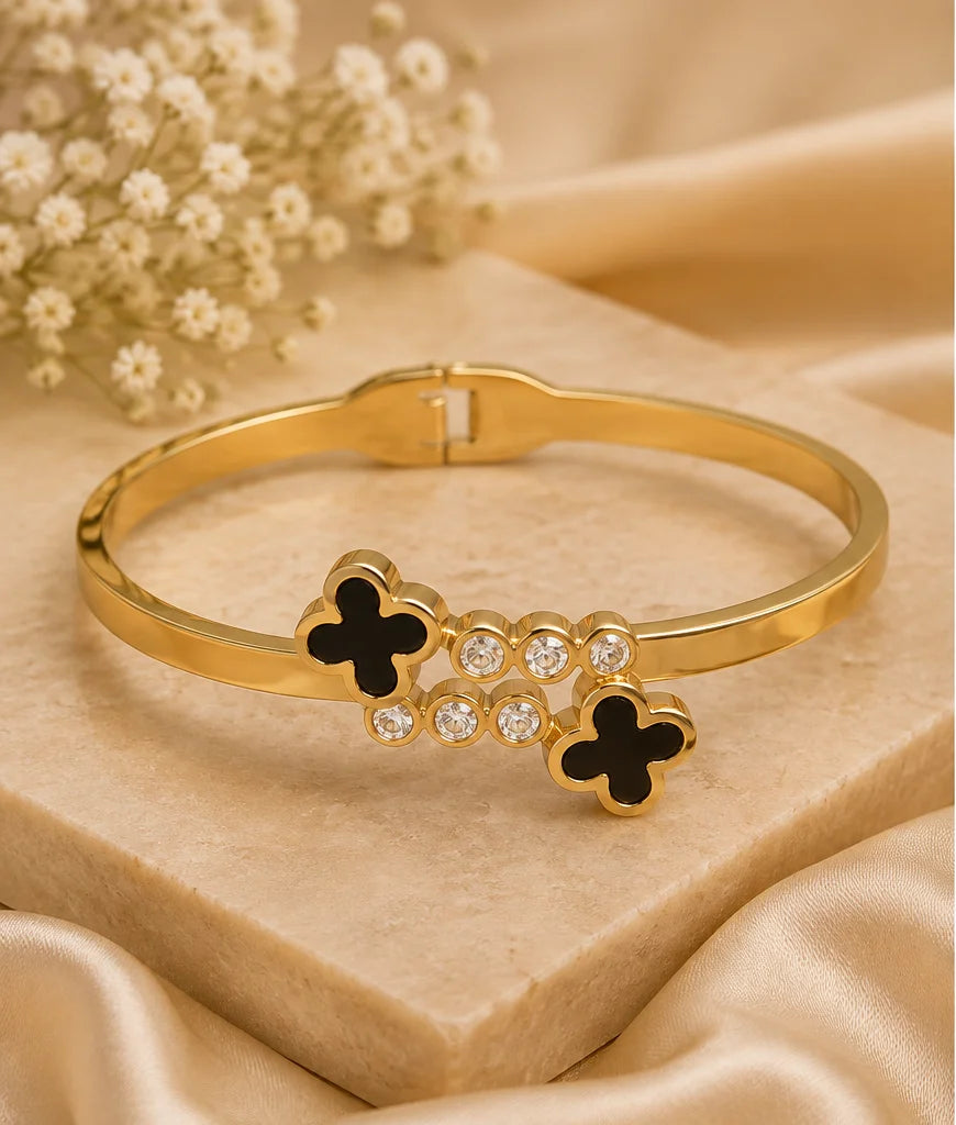 Golden Clover Crystal Bangle