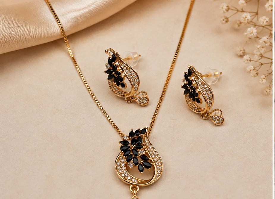 Noir Teardrop Crystal Jewelry Set