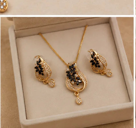 Noir Teardrop Crystal Jewelry Set