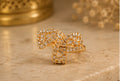 Gold-Tone Red Stone Crystal Halo Ring