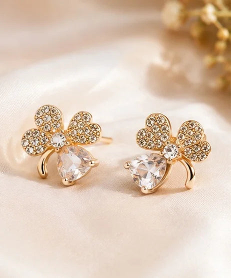 Crystal Clover Drop Earrings