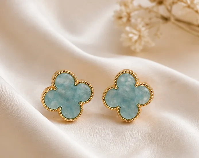 Azure Clover Stud Earrings
