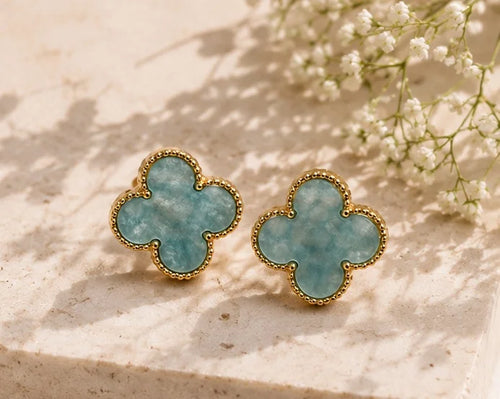 Azure Clover Stud Earrings