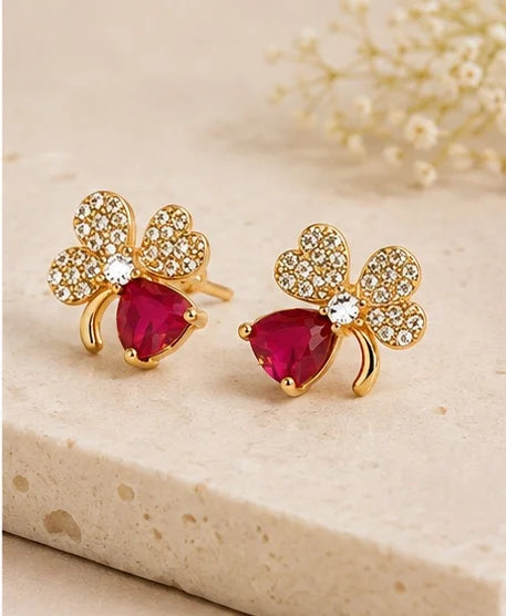 Crystal Clover Drop Earrings
