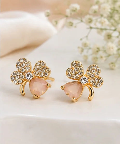 Crystal Clover Drop Earrings