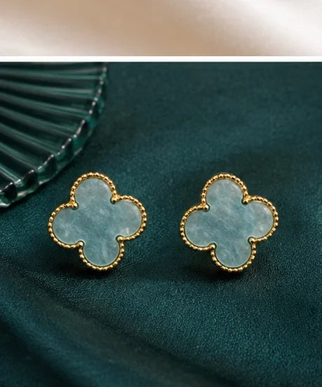 Azure Clover Stud Earrings