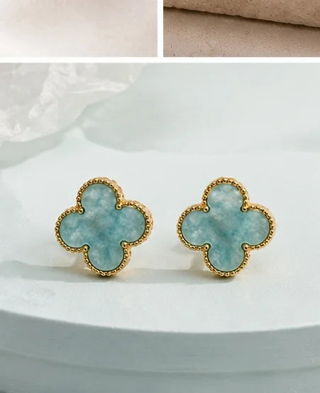 Azure Clover Stud Earrings