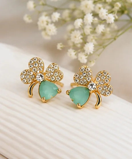 Crystal Clover Drop Earrings