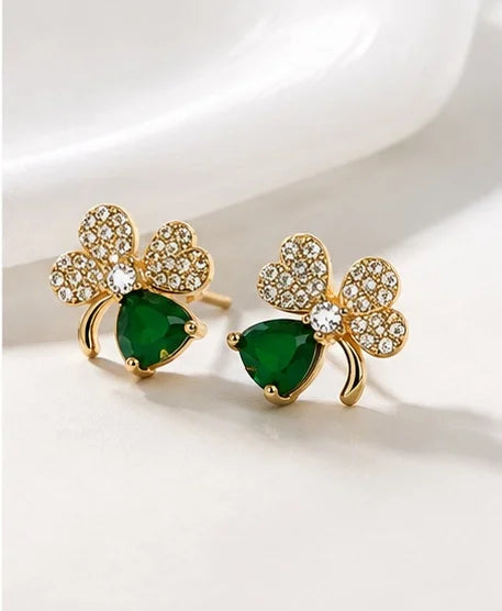 Crystal Clover Drop Earrings
