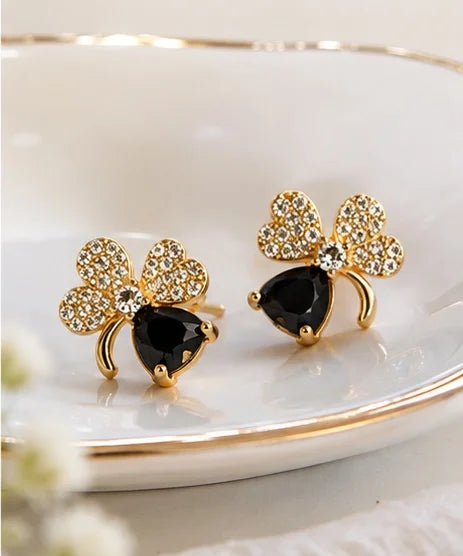 Crystal Clover Drop Earrings