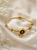 Golden Black Clover Charm Bangle