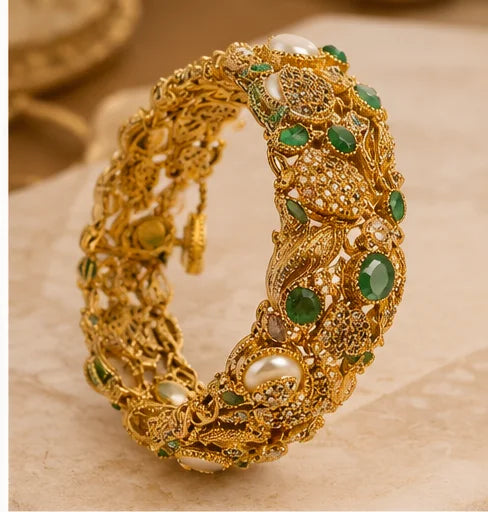 Golden Crystal Bridal Bangle Set