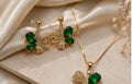 Verdant Butterfly Crystal Jewelry Set