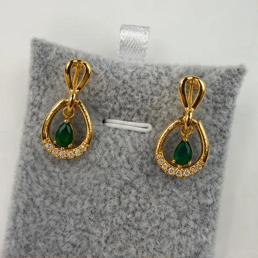 Emerald Teardrop Crystal Drops