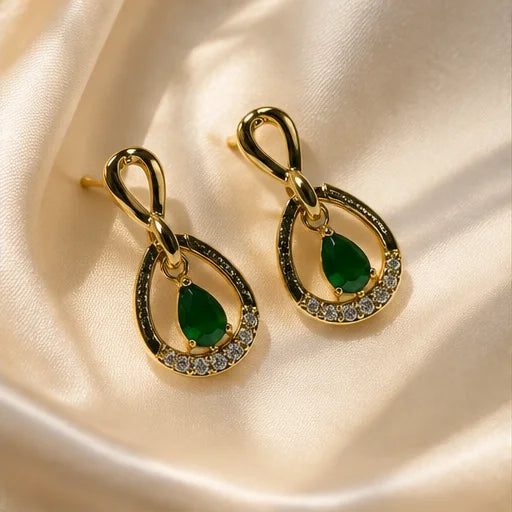 Emerald Teardrop Crystal Drops