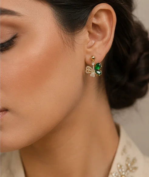 Verdant Butterfly Crystal Jewelry Set