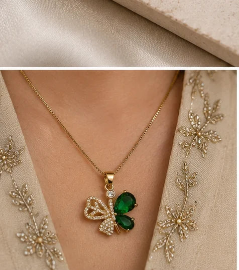 Verdant Butterfly Crystal Jewelry Set
