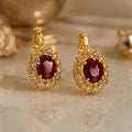Royal Garnet Halo Earrings