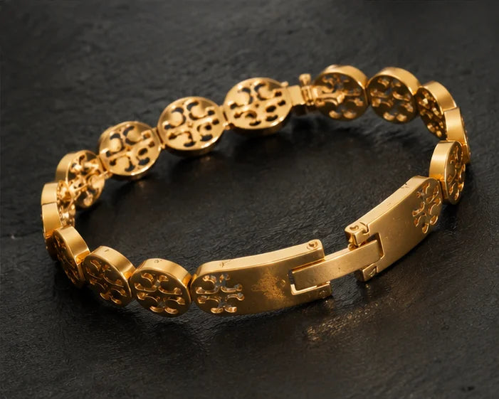 Golden Crystal Heritage Motif Bangle