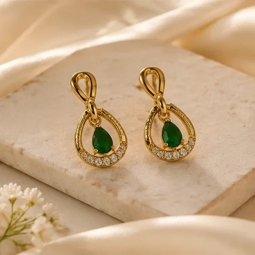 Emerald Teardrop Crystal Drops