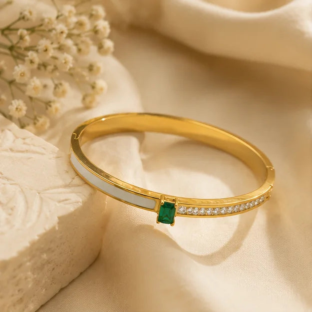 Emerald Crystal Bar Bangle