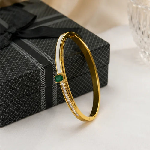 Emerald Crystal Bar Bangle