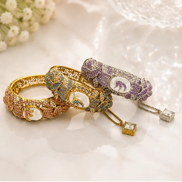 Golden Pearl Crystal Bridal Bangle