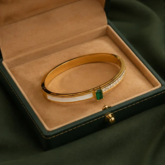 Emerald Crystal Bar Bangle