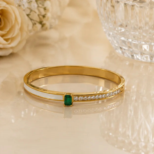 Emerald Crystal Bar Bangle