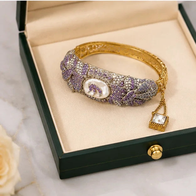 Golden Pearl Crystal Bridal Bangle