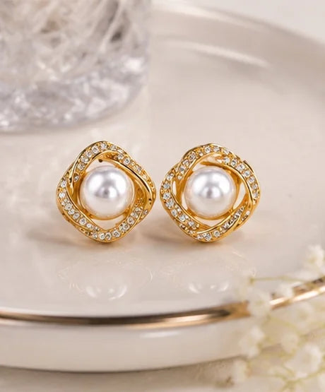 Luminous Pearl Halo Studs