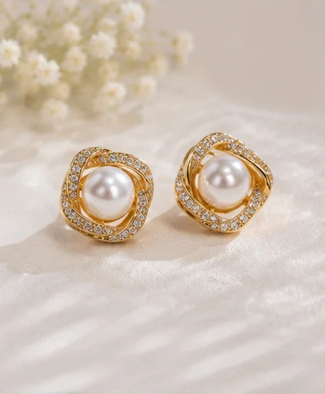 Luminous Pearl Halo Studs