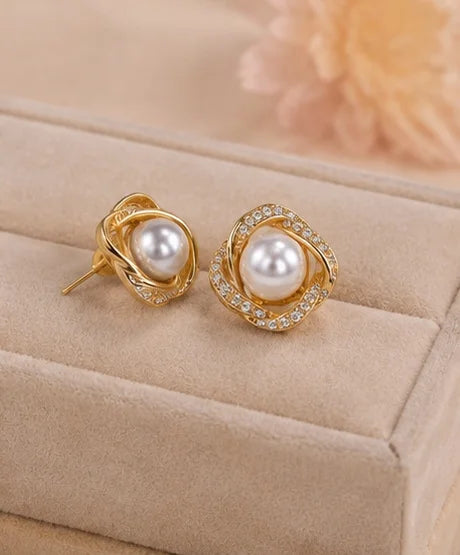 Luminous Pearl Halo Studs